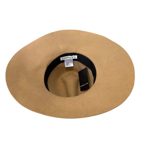 Eugenia Kim Farrah Classic Rabbit Hair Wide Brim Fedora Hat Camel Sz Medium New main image 6